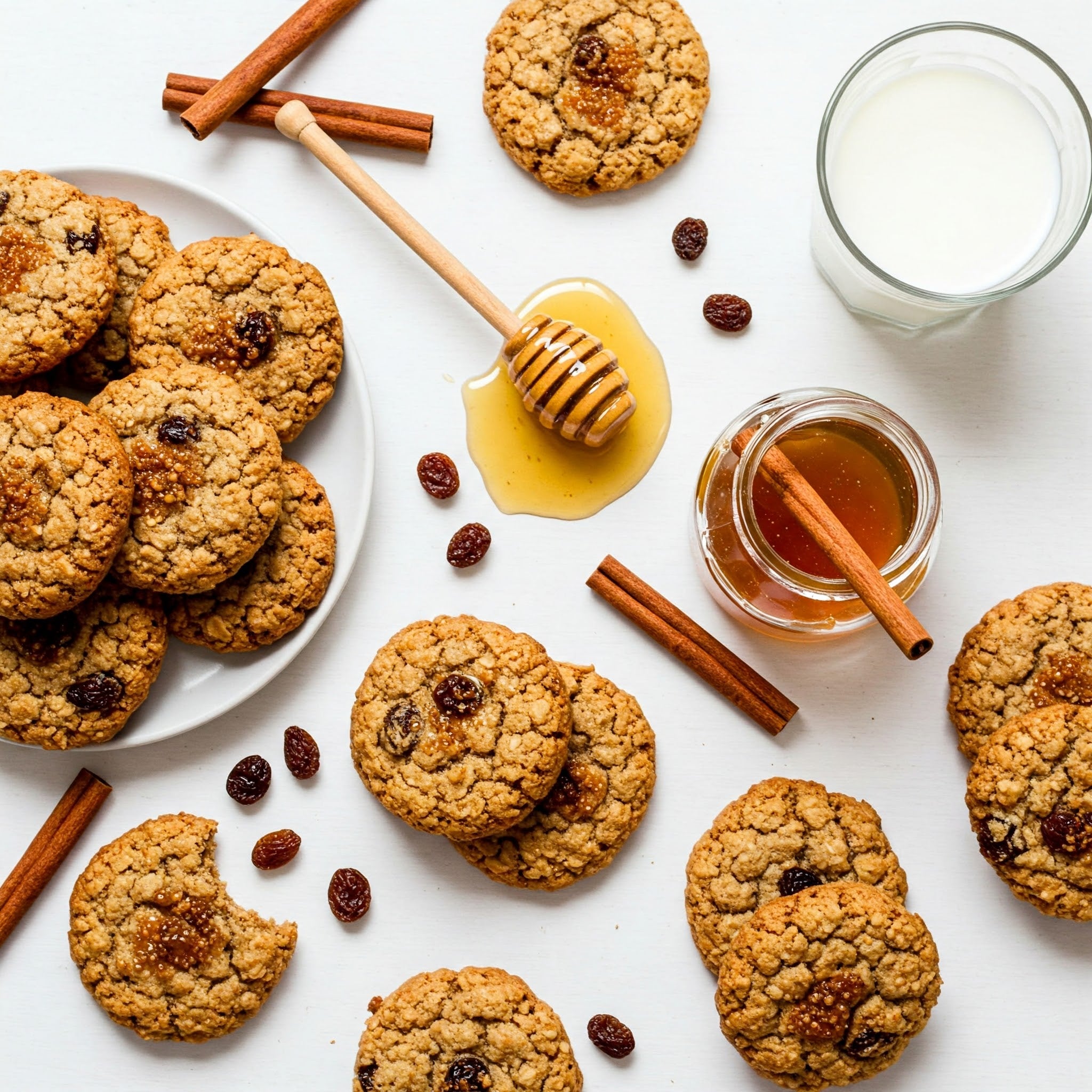 Oatmeal Cookie with Honey, Cinnamon and Raisins